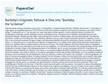 Essay on Bartleby’s Enigmatic Refusal: a Dive into “Bartleby, the Scrivener”