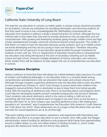 Essay on California State University of Long Beach