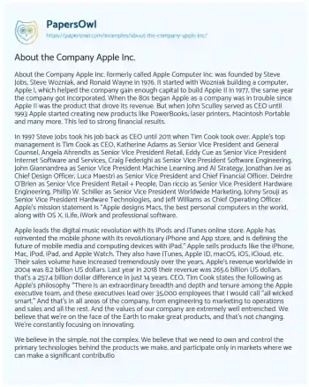 Essay on About the Company Apple Inc.