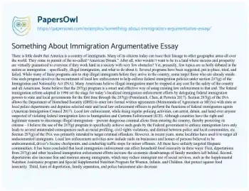 Essay on Something about Immigration Argumentative Essay