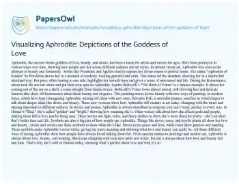 Essay on Visualizing Aphrodite: Depictions of the Goddess of Love