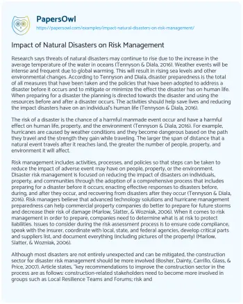 Essay on Natural Disaster Mitigation Approaches