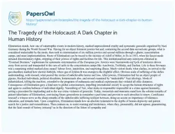 Essay on The Tragedy of the Holocaust: a Dark Chapter in Human History