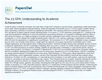 Essay on The 2.5 GPA: Understanding its Academic Achievement