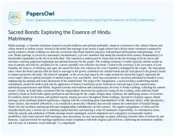 Essay on Sacred Bonds: Exploring the Essence of Hindu Matrimony