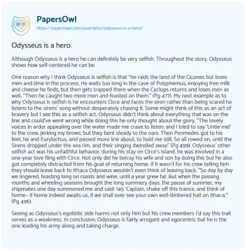 Essay on Odysseus is a Hero