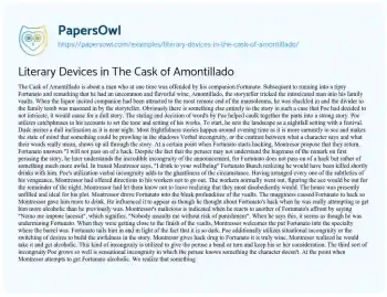 Essay on Literary Devices in the Cask of Amontillado