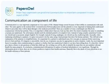 Essay on Communication as Component of Life