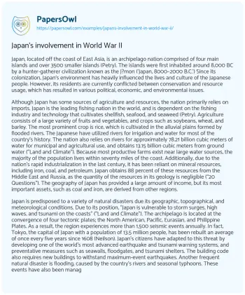 Essay on Japan’s Involvement in World War II