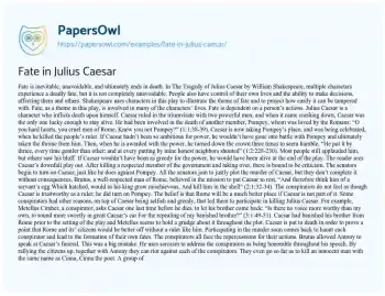 Essay on Fate in Julius Caesar