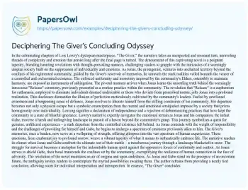 Essay on Deciphering the Giver’s Concluding Odyssey