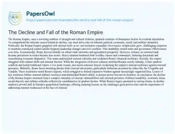 Essay on The Decline and Fall of the Roman Empire