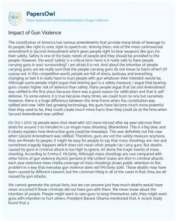 Essay on Impact of Gun Violence