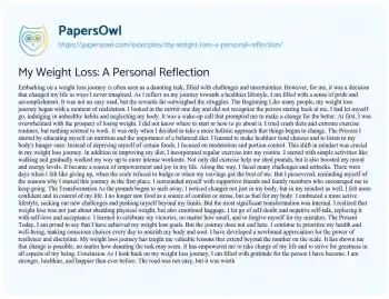 Essay on My Weight Loss: A Personal Reflection