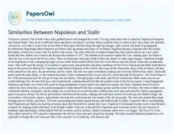 Essay on Similarities between Napoleon and Stalin