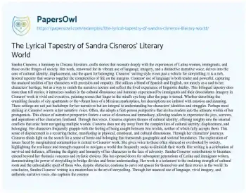 Essay on The Lyrical Tapestry of Sandra Cisneros’ Literary World