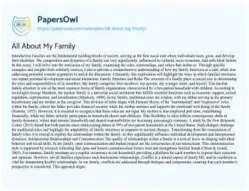 Essay on All about my Family