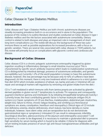 Essay on Celiac Disease in Type Diabetes Mellitus