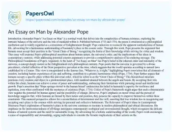 Essay on An Essay on Man by Alexander Pope