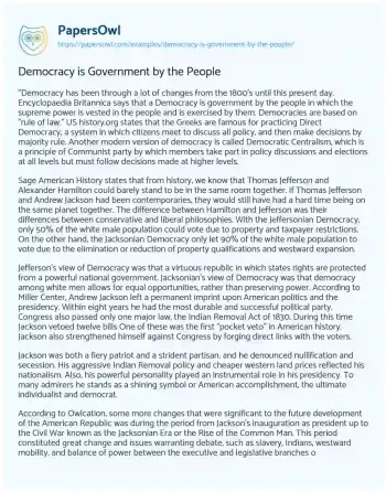 Essay on Democracy is Government by the People