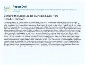 Essay on Climbing the Social Ladder in Ancient Egypt: more than Just Pharaohs