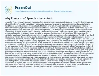 Essay on Why Freedom of Speech is Important