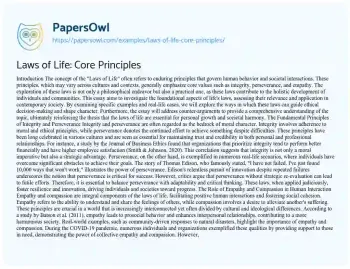 Essay on Laws of Life: Core Principles