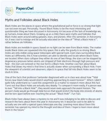 Essay on Myths and Folktales about Black Holes