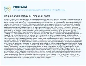 Essay on Religion and Ideology in Things Fall Apart