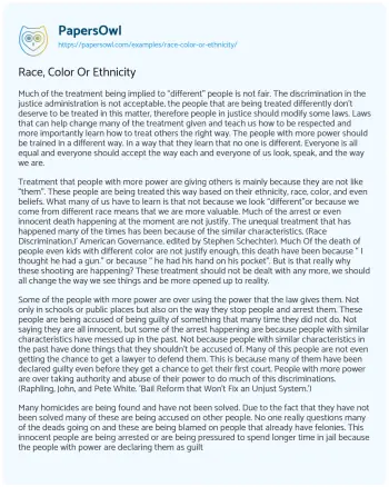 Essay on Race, Color or Ethnicity