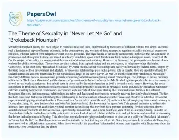 Essay on The Theme of Sexuality in “Never Let me Go” and “Brokeback Mountain”