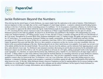 Essay on Jackie Robinson: Beyond the Numbers