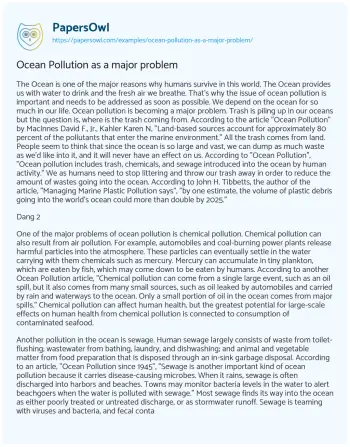 Essay on The Critical Role of Oceans in Human Survival