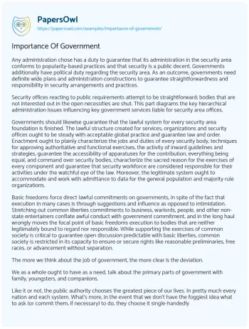 Essay on Importance of Government