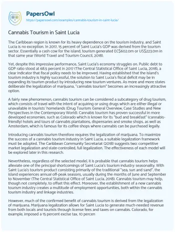 Essay on Cannabis Tourism in Saint Lucia