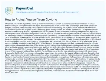 Essay on How to Protect yourself from Covid-19