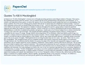 Essay on Quotes to Kill a Mockingbird