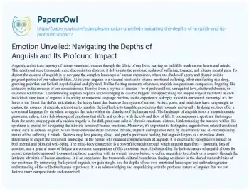 Essay on Emotion Unveiled: Navigating the Depths of Anguish and its Profound Impact