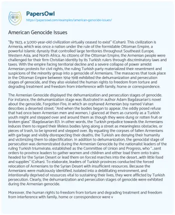 Essay on American Genocide Issues