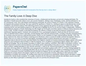 Essay on The Family Love: a Deep Dive