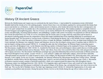 Essay on History of Ancient Greece