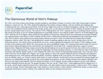 Essay on The Glamorous World of 1920’s Makeup