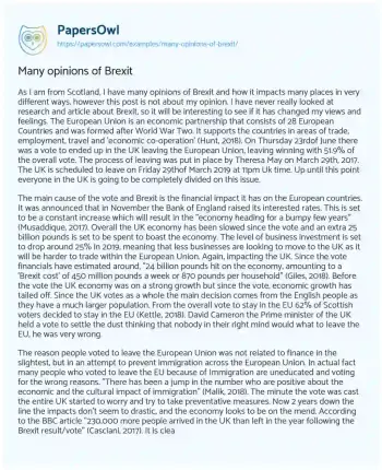 Essay on Many Opinions of Brexit