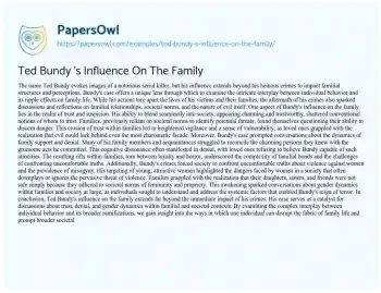 Essay on Ted Bundy ‘s Influence on the Family