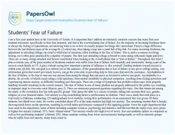 Essay on Students’ Fear of Failure