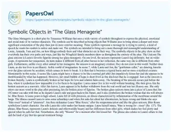 Essay on Symbolic Objects in “The Glass Menagerie”