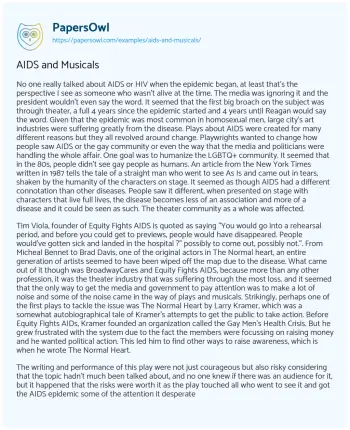 Essay on AIDS and Musicals