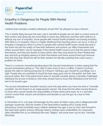 Essay on Empathy is Dangerous for People with Mental Health Problems