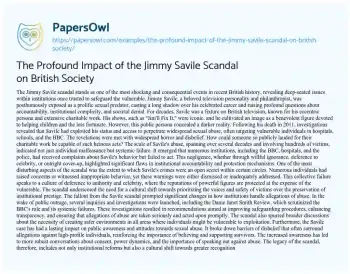 Essay on The Profound Impact of the Jimmy Savile Scandal on British Society