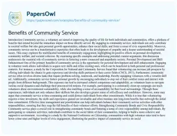 Essay on Benefits of Community Service